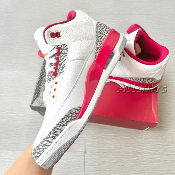 Air Jordan 3 Retro Cardinal Red Men’s - Picture 3 of 8